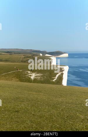 Blick auf die Hügel und Klippen der Seven Sisters vom westlichen Ende in East Sussex, Großbritannien Stockfoto