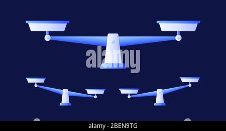 Skalen Set, Flat Design, Waage, Vektor-Illustration isoliert auf blauem Hintergrund Stock Vektor