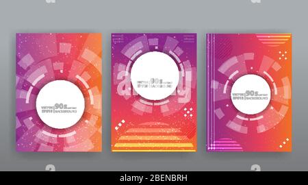 Chaos abstrakt geometrische Abdeckungen Design. Vorlagen für kühle Halbtöne mit glänzenden Verläufen. Fluide Shapes Posterkomposition. Retro futuristisch kreativ 90er Jahre an Stock Vektor