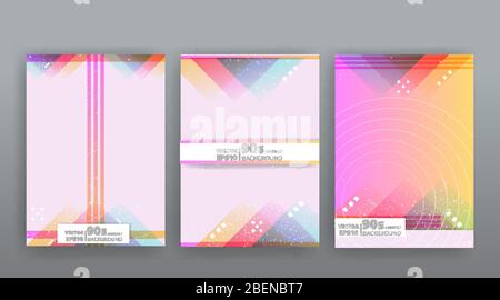 Chaos abstrakt geometrische Abdeckungen Design. Vorlagen für kühle Halbtöne mit glänzenden Verläufen. Fluide Shapes Posterkomposition. Retro futuristisch kreativ 90er Jahre an Stock Vektor