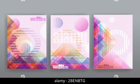 Chaos abstrakt geometrische Abdeckungen Design. Vorlagen für kühle Halbtöne mit glänzenden Verläufen. Fluide Shapes Posterkomposition. Retro futuristisch kreativ 90er Jahre an Stock Vektor