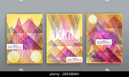 Chaos abstrakt geometrische Abdeckungen Design. Vorlagen für kühle Halbtöne mit glänzenden Verläufen. Fluide Shapes Posterkomposition. Retro futuristisch kreativ 90er Jahre an Stock Vektor