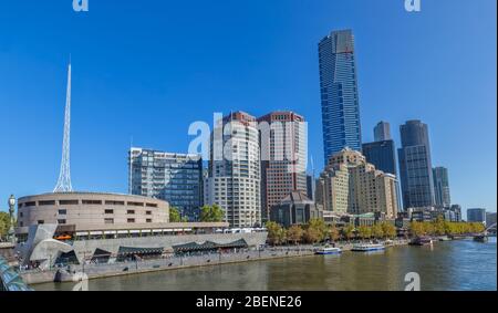 Melbourne Southbank von der Princes Bridge Stockfoto