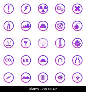 Warnzeichen Verlaufssymbole auf weißem Hintergrund, Vektor Stock Vektor
