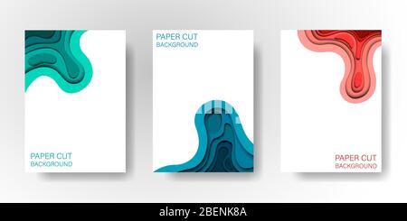 Vertikales Banner mit 3 d abstraktem Hintergrund. Vector Design-Projekt für Geschäftspräsentationen, Broschüren, Poster und Einladungen. Bunte Schnitzerei Stock Vektor