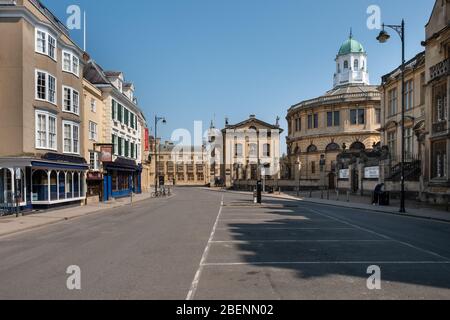 Oxford Broad Street leer während Covid-2019 Sperrung, Coronavirus Ostern 2020 Stockfoto