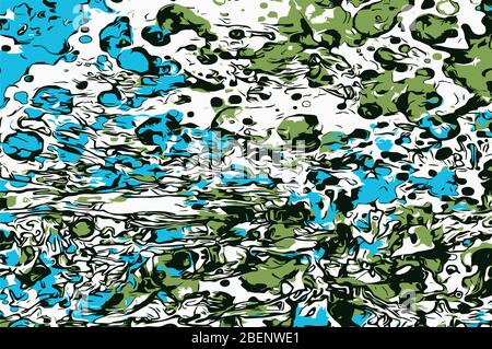 Abstrakter Hintergrund. Psychedelische Textur von Pinselstrichen von farbigen Farbe von verschwommenen Linien und Flecken von verschiedenen Formen und Größen. Stock Vektor