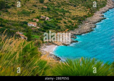 Herrliche Aussicht auf Zingaro Naturschutzgebiet, (Riserva naturale dello zingaro), San Vito Lo Capo, Golf von Castellammare, Provinz Trapani, Sizilien, Italien Stockfoto