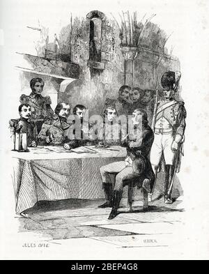 Affaire de Louis de Bourbon, duc d' Enghien (1772-1804) : Scene de jonement du Prince suspecte d'avoir complote contre le Premier Consul Napoleon Bona Stockfoto