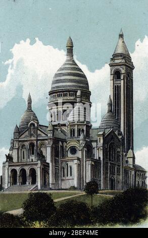 Vue de la basilique du sacre coeur in Paris, Montmartre 1910 Environon Carte postale Collection privee Stockfoto