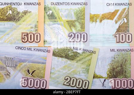 Währung von Angola - Kwanza ein Geschäft Hintergrund Stockfoto
