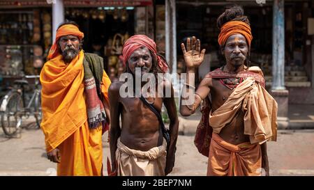 Sadhus in Varanasi, Uttar Pradesh, Indien Stockfoto