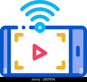 Video mit Wifi-Symbol Vektor-Kontur Illustration ansehen Stock Vektor