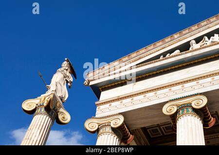 Athena Statue an der Akademie von Athen Stockfoto