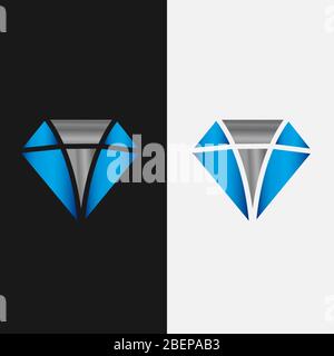 Crystal blue stilvolle Diamant-Logo für Ihr Geschäft oder Unternehmen Stock Vektor