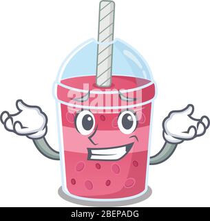 Ein Bild von grinsenden Erdbeer Blase Tee Cartoon Design-Konzept Stock Vektor