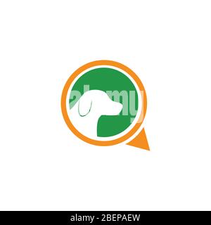 Hund Kopf Logo für Suche Haustier Unternehmen mit Pin-Punkt-Standort für Haustier Shop Tierarzt und Haustier App Stock Vektor