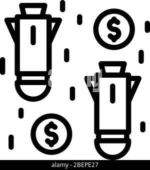Wirtschaftliches Geld Raketen Symbol, skizzieren Stil Stock Vektor