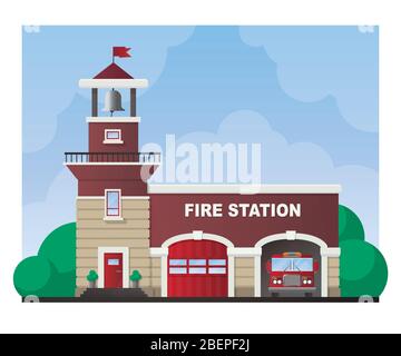 Gebäude der Feuerwehr. Stock Vektor
