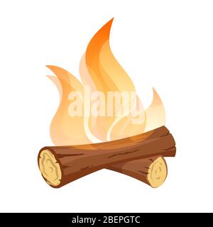 Illustration eines Lagerfeuers auf weißem Hintergrund im Cartoon-Stil Stock Vektor