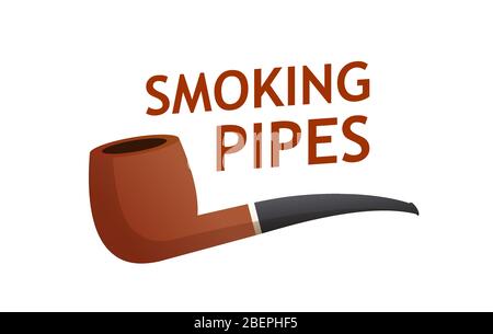 Smoking Pipes Logo Vektor-Symbol isoliert auf weiß. Emblem mit Beschriftung für Werbung oder Website. Stock Vektor