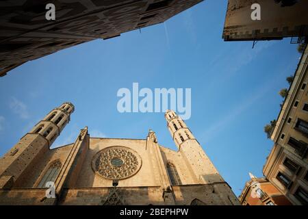 Die Kirche Santa Maria del Mar in Barcelona in Katalonien, Spanien Stockfoto