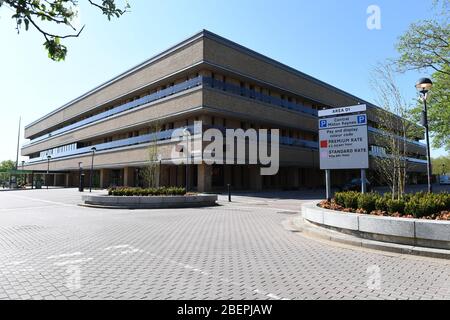 Milton Keynes Center MK-Shops Eingang Bürgerbüros Bibliothek Stockfoto