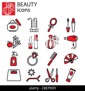 Web Icons einstellen. Schönheit, Mode und Make-up Stock Vektor