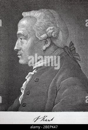 Immanuel Kant, 22. April 1724 - 12. Februar 1804, war ein deutscher Philosoph der Aufklärung / Immanuel Kant, 22. 1724. Bis 12. April. Februar 1804, war ein deutscher Philosoph der Aufklärung, historisch, digital verbesserte Reproduktion eines Originals aus dem 19. Jahrhundert / digitale Reproduktion einer Originalvorlage aus dem 19. Jahrhundert Stockfoto