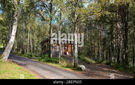 Glen Affric, Beauly, Inverness-Shire, Schottland, Großbritannien. 24/09/19. Kompostierung öffentlicher Toiletten auf dem Dog Falls Parkplatz in Glen Affric Stockfoto