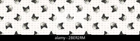 Niedlich Cartoon japanische Bobtail Kätzchen Gesicht nahtlose Border Muster. Ahnentafel Kitty Rasse häusliche Kitty Hintergrund. Katze Liebhaber calico reinrassige Washi Stock Vektor