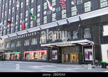 Bloomingdales an der 59th Street, während Coronavirus, New York City geschlossen. Stockfoto