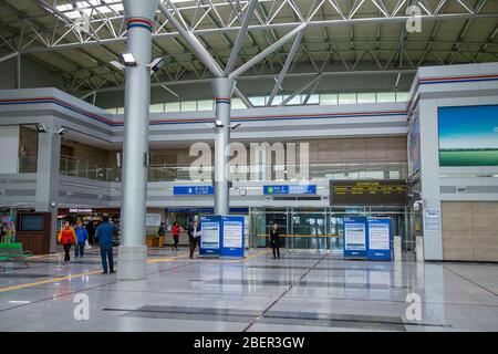 Im Dorasan Bahnhof in Südkorea. Stockfoto