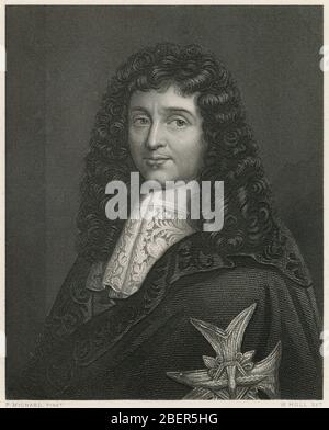 Antiker Stich, Jean-Baptiste Colbert. Jean-Baptiste Colbert (1619-1683) war ein französischer Politiker, der von 1661 bis 1683 unter der Herrschaft von König Ludwig XIV. Als Finanzminister Frankreichs diente QUELLE: ORIGINALGRAVUR Stockfoto