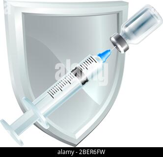 Impfstoff Injektionsspritze Impfschild Stock Vektor