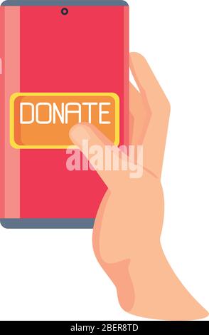 Spende von Handy auf weißem Hintergrund Vektor Illustration Design Stock Vektor