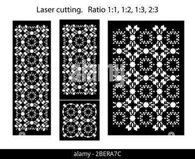 Lazer Cut dekoratives Vektorfeld-Set. Jali Design, cnc-Dekor, Innenarchitektur-Element. Islamische Einrichtung mit Laserschneideinrichtung. Stock Vektor