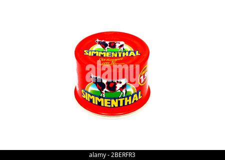 SIMMENTHAL gekochtes Rindfleisch in Gelee. Simmenthal ist eine Marke von Bolton Food Stockfoto