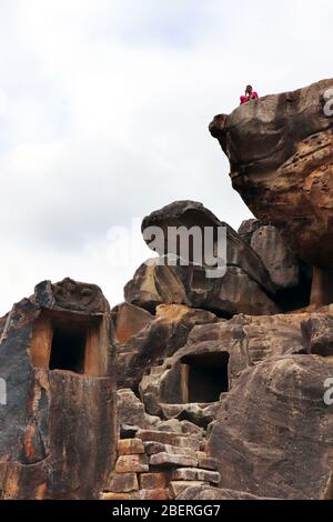 Bhubaneswar, Odisha in Indien am 30. Oktober 2018 - Höhle von Udaygiri in Bhubaneswar in odisha, Indien. Historischer Ort Odisha. Stockfoto