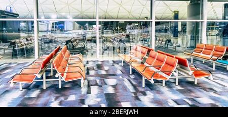 Internationaler Flughafen Hongkong. Flughafen Hongkong Terminal. Stockfoto