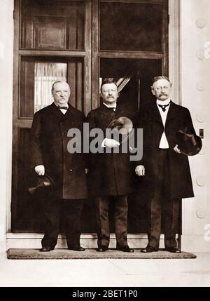 Präsident Theodore Roosevelt, Grover Cleveland und Gouverneur David R. Francis. Stockfoto