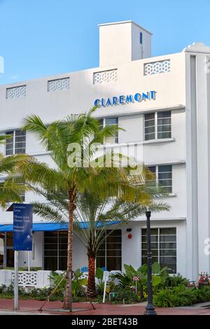 Prime Hotel Claremont an der Collins Ave in South Beach, Miami, Florida, USA Stockfoto