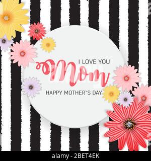 Vielen Dank für Alles, Mom. Happy Mother's Day Süße Hintergrund mit Blumen. Vector Illustration Stock Vektor