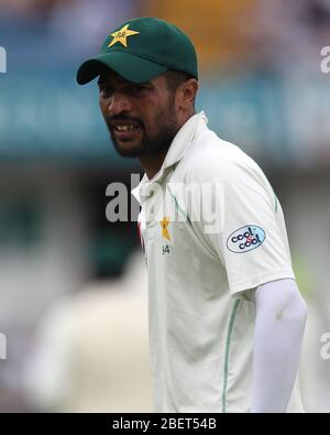 LEEDS, UK - 3. JUNI Mohammed Amir aus Pakistan am dritten Tag des zweiten Nat West Test Matches zwischen England und Pakistan auf dem Headingley Cricket Ground, Leeds am Sonntag, 3. Juni 2018. (Quelle: Mark Fletcher, Mi News) Stockfoto