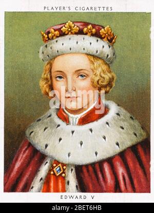 EDWARD V. König von England (1470-c 1483) Imaginäres Porträt auf einer Zigarettenkarte von 1935 Stockfoto