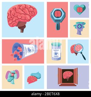 Satz von Symbolen psychische Gesundheit Vektor Illustration Design Stock Vektor