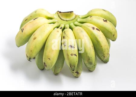 Lady Finger Banana Ouro isoliert auf weißem Hintergrund Stockfoto