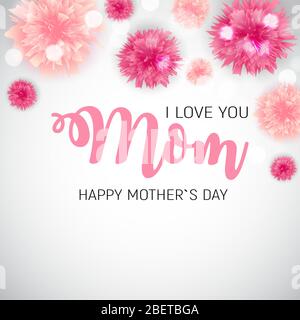 Vielen Dank für Alles, Mom. Happy Mother's Day Süße Hintergrund mit Blumen. Vector Illustration Stock Vektor