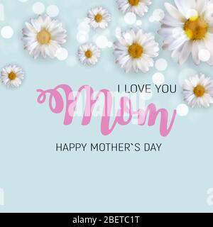 Vielen Dank für Alles, Mom. Happy Mother's Day Süße Hintergrund mit Blumen. Vector Illustration Stock Vektor