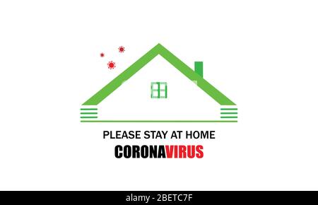 Bitte bleiben Sie zu Hause Symbol, Symbol Symbol, Coronavirus Coved-19, Haus-Symbol. Stock Vektor